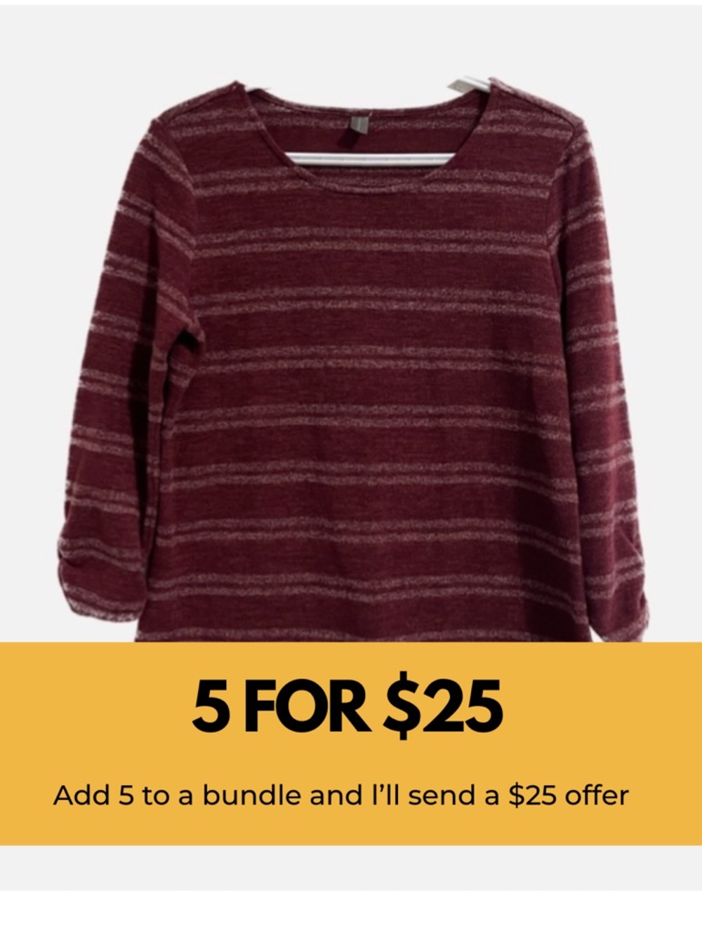 Denver Hayes stretch knit top. 3/4 sleeves.